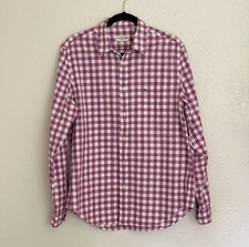 Lacoste Mens Lightweight Long Sleeve Shirt Gingham Plaid Preppy Classic Fit 40/M