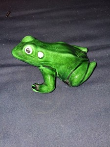 Large Vintage Green Pottery Frog
