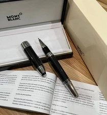 Montblanc JFK Carbon Fiber Rollerball Pen Black Silver New in Box Authentic