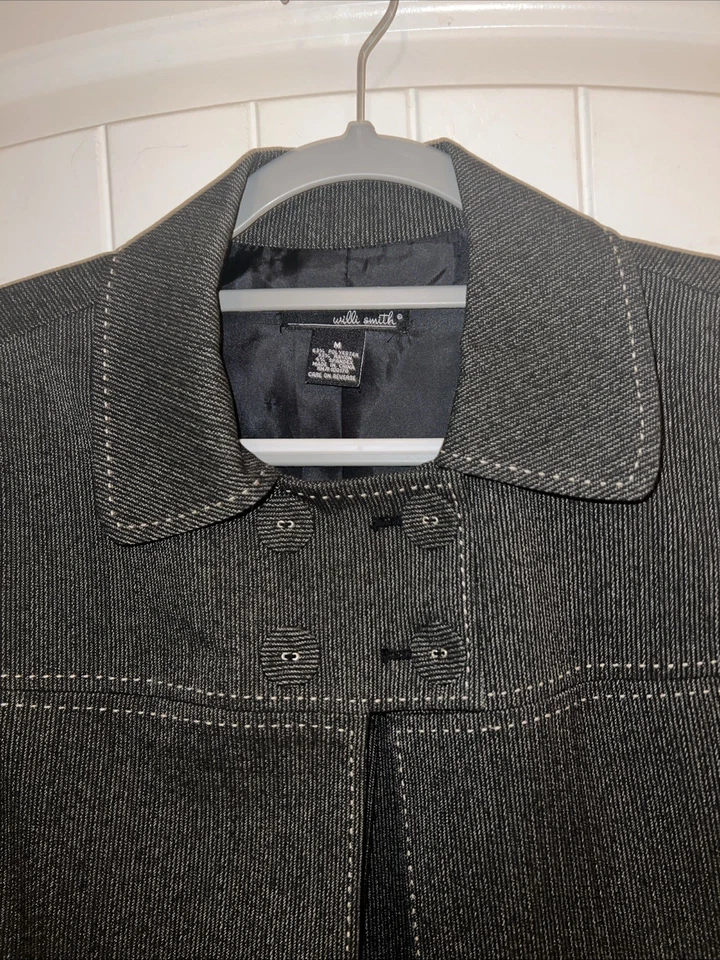 Blazer Top Chaqueta Recortada Willi Smith Para Mujer Manga 3/4 Botón Cuello Frontal M Foto 2 de 4