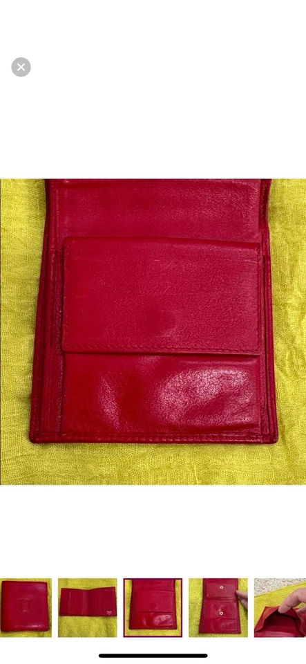 Cartera compacta de cuero rojo Celine Triomphe - Unisex - Increíble pieza de colección Foto 3 de 4