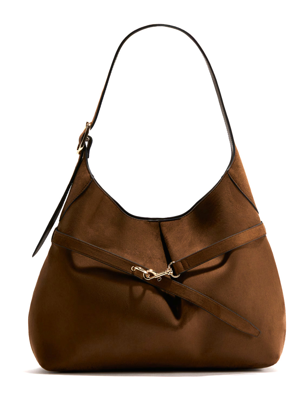 H&M Slouchy Shoulder Bag Brown Single Hand Adjustable Strap Magnetic Fastening