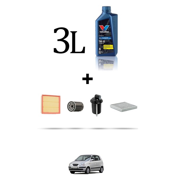 Hoffcar Wartungsset 4 Filter Und 3L ÖL FüR Hyundai Atos 1.1I 43Kw Ab 2003-image