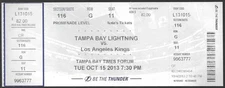 October 15 2013 Tampa Bay Lightning vs Los Angeles Kings ticket stub