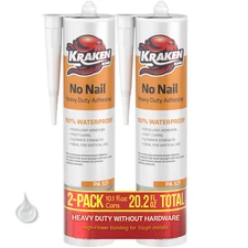 Kraken Bond No Nail Heavy Duty Polyurethane Adhesive  10.1oz 2 Pack – Clear