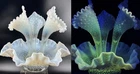 Vintage Fenton 3 Horn Clear Opalescent Glass Diamond Lace Epergne UV glows