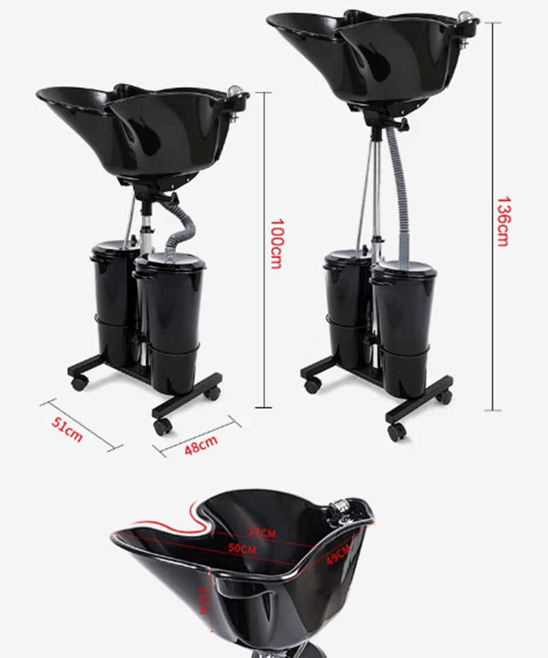 Hairdressing Shampoo Bowl Portable Salon Mobile Hair Washing Backwash Basin Sink - image 2 of 4