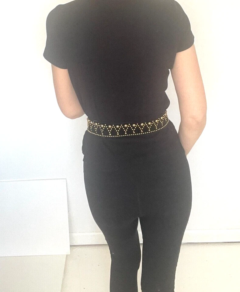 RARO!!!! Cinturón Y vintage años 80 Yves Saint Laurent gamuza negro Foto 4 de 4