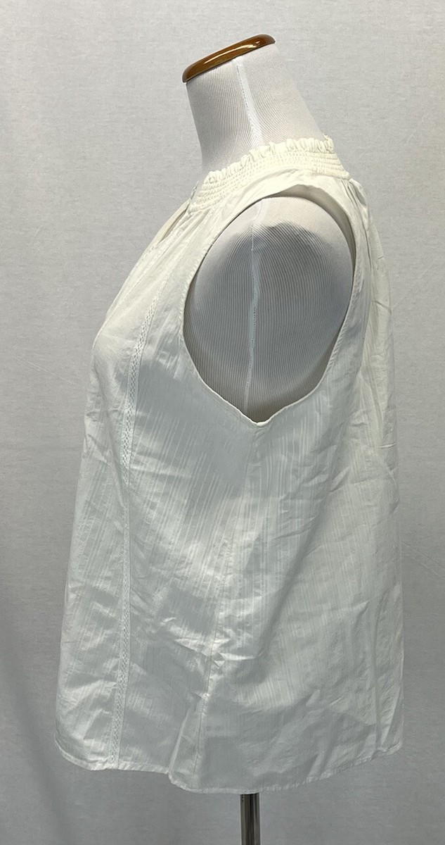 ELIZABETH JAMES ノースリーブ Elizabeth and James Beige 100% Cotton V Neck Sleeveless Top