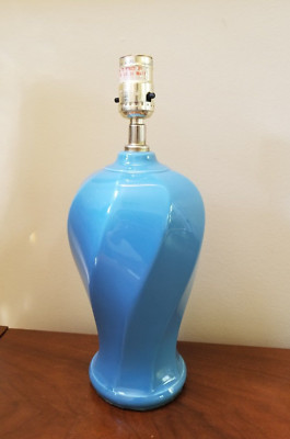 Vintage 80s CN Burman Small Blue Ceramic Table Lamp