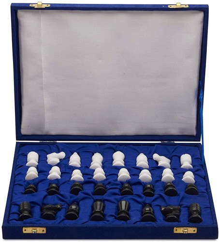 Alabaster Marble Chess Pieces Box With Blue Velvet Box Gifts for Women, Men, Mom - 第 1/4 張圖片