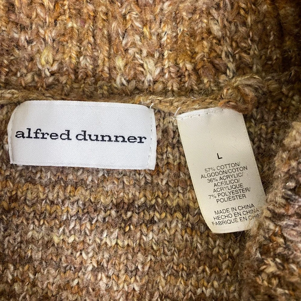 Кардиган Alfred Dunner вязаный на пуговицах спереди свитер женский размер большой коричневый бежевый - Изображение 3 из 4