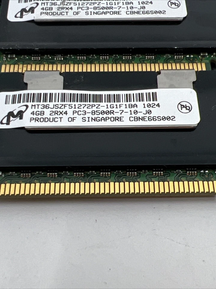Lot Of 2 - Micron MT36JSZF51272PZ-1G1F1BA 4GB 2RX4 PC3-8500R-7-10-J0 - Image 3 of 4