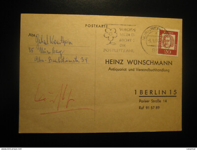 NURNBERG 1964 To Berlin Don't Forget My Zip Code Cancel Slight Damaged Card GERM