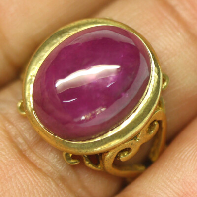 Gemstone 12 x 15 mm. Red Ruby Jewelry Ring 925 Silver 18K Gold