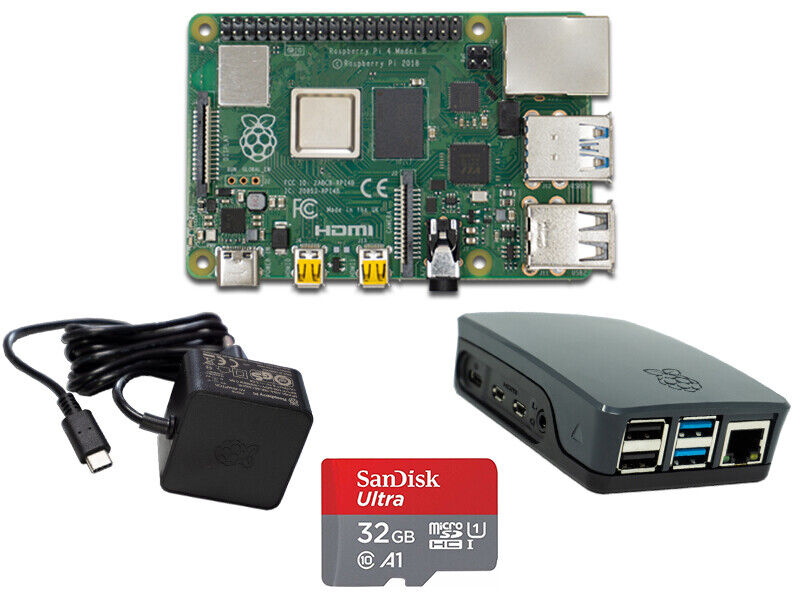 Raspberry Pi 4 Modell B 2-8GB Bundle Set offiz.Teile+Gehäuse+Netzteil+16GB-32GB