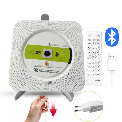 Tragbarer CD Player mit Fernbedienung Wandmontierbar Lautsprecher FM-Radio USB