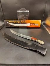 Chipaway Cutlery Curved Hunting Knife T-593-EW Wood Handle  18.5" horse Pommel