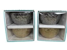 Set of 4 Modern Expressions Mini Bowls 4 in x 2 in Metallic Gold & Silver Tone
