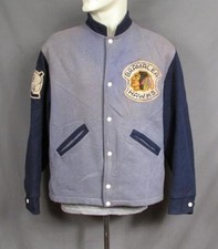 Vintage 1940s Bramalea Hawks 2-Tone Wool Varsity Jacket Hockey Indian Patch Sz42