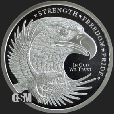 1 Troy Oz. .999 Fine Silver round ~ Flying Eagle / Scales AU condition