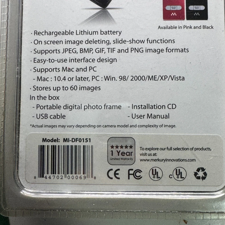 Merkury Innovations 1.5-Inch Digital Photo Key chain Blk. MI-DF0151 New USB - Image 3 of 3
