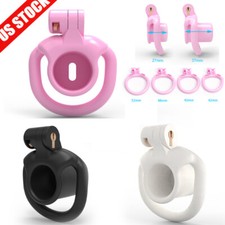 Inverted Plugged Cylinder Chastity Cage with Belt for Couple with 4 Rings Lock