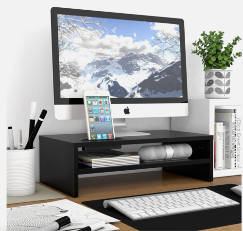BONTEC Wooden Monitor Desk Stand / Riser with Shelf & Smartphone Holder AD171E - Picture 5 of 7