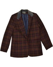 Harve Benard Womens Petite 1 Button Blazer Jacket Uk 14 Large Brown Check Ar07