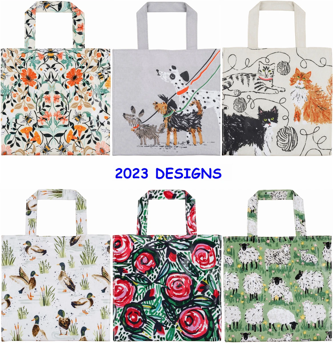 2 New Christmas Lab Pup Reusable Large Shopping Travel Tote Bag