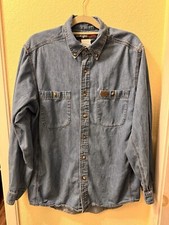Wrangler Riggs Shirt Mens Large Denim Button Riggs Workwear Long Sleeve