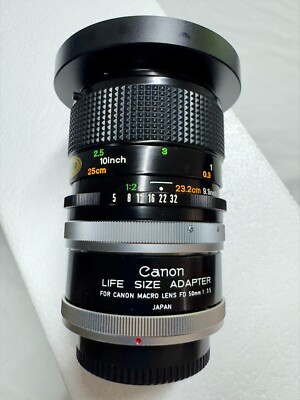 Objectif Canon Macro FL 50mm 1:3,5 Avec Bonnette Life Size Adapter (1:1) – Optique Propre