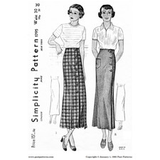 Past Patterns 1795 - Early 1930s Sports Skirt Sewing Pattern waist size 30"