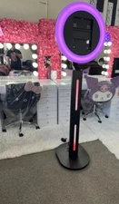 Portable iPad Photo Booth Floor Standing Selfie Station LED Light Ring Party US