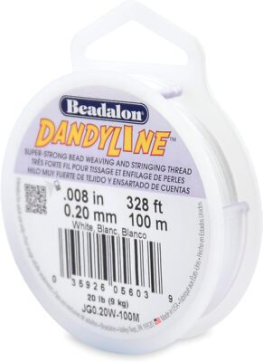 Beadalon Dandyline Bead Weaving & Stringing 100 m, 0.20 mm / .008 in, White 