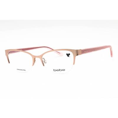 Bebe Women's Eyeglasses Rose Gold Metal Half Rim Cat Eye Shape Frame BB5212 770