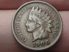 1900 Indian Head Cent Penny- VF Details, Chocolate Brown