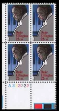 US Scott # 2211, Edward "Duke" Ellington, Plate Block of (4) 1986 22¢ Stamps MNH