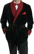 men's black quilted jacket, Evening wear Jacket, English wear robes and bathrobe