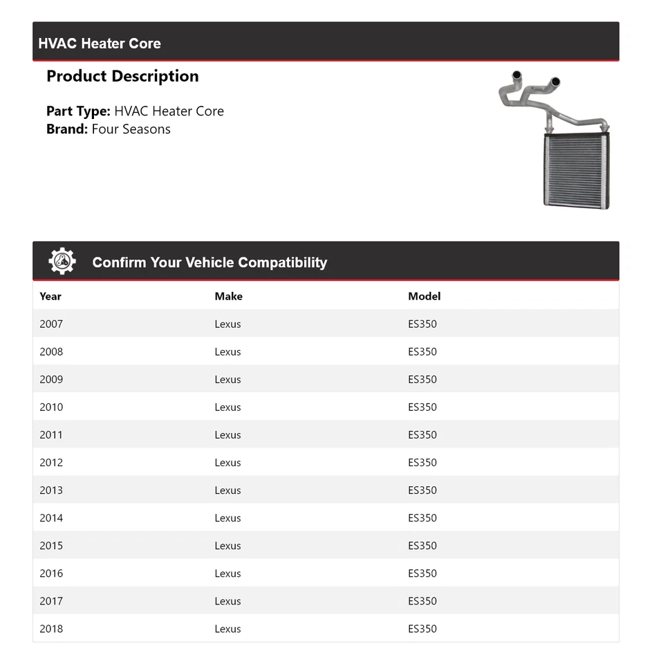 Para 2007-2018 Lexus ES350 HVAC aquecedor núcleo 4 estações 2008 2009 2010 2011 2012 - Imagem 2 de 4