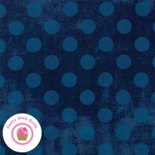 Moda GRUNGE HITS THE SPOT 30149 58 Navy Blue Dots BASIC GREY Quilt Fabric
