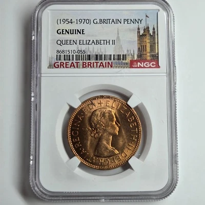 1966 Great Britain Penny NGC Genuine - Queen Elizabeth II - Image 1 of 4