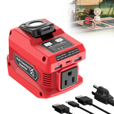 220W Power Inverter for Milwaukee 18V Battery DC 18V to 110V AC Portable USB LED