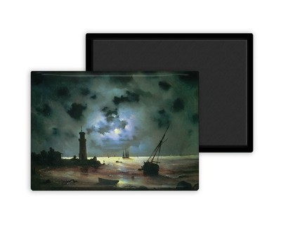 Meeresküste bei Nacht. Near the beacon - Aivazovsky Ivan - Magnet Kühlschrank 54x78mm