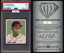 1949 Bowman #224 Satchel Paige PSA 1.5 MBA SILVER DIAMOND CENTERED