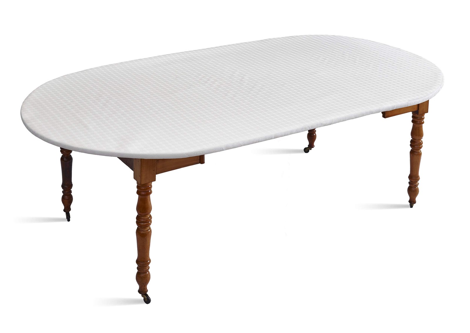 Protège-table blanc élastique pour table ovale 140x210 cm