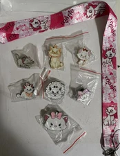 Disney MARIE CATS only Pin lot of 7 W/ Marie Lanyard