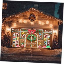Christmas Garage Door Banner 13x6ft Gingerbread House Double Garage Banner 6