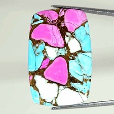25.60Cts Cotton Candy Pink Copper Turquoise Cushion Cabochon Loose Gemstone