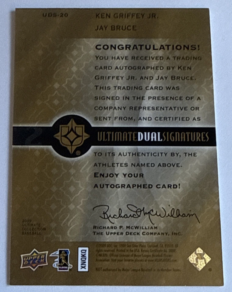 UD Ultimate Collection 2009 Ken Griffey Jr. y Jay Bruce doble automático/49 Foto 2 de 2